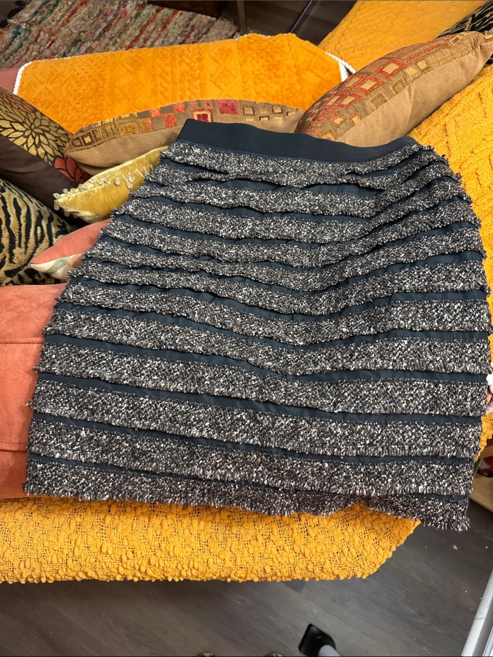 Carlisle Black and Brown Tiered Pencil Skirt